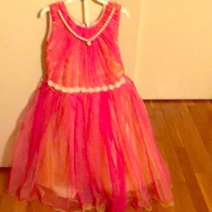 Girls party dress netted pink